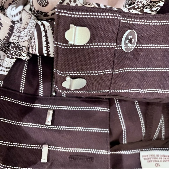 Michael Kors Rich Brown and White Pin Stripe Capri Dress Pants with Paisley Belt - Picture 7 of 9